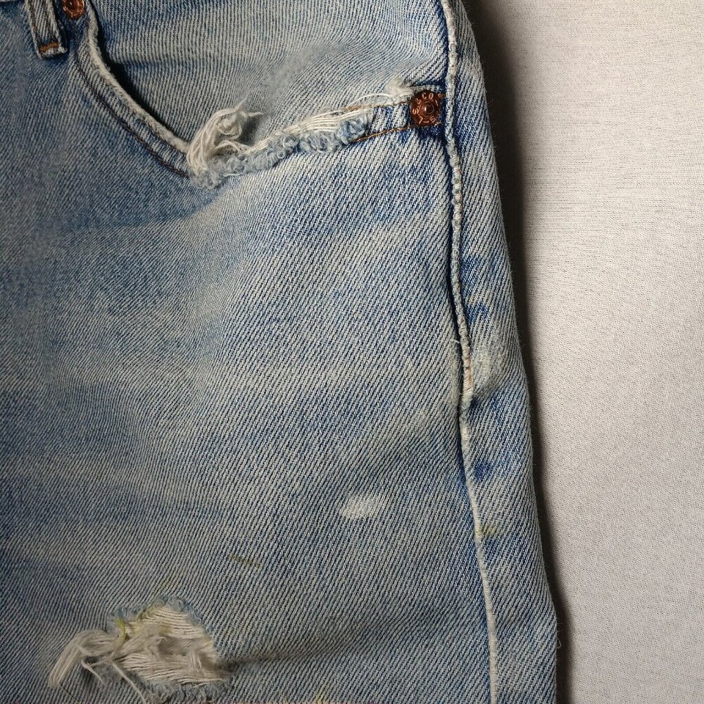 Jean Shorts Size 32 Patchwork Cottagecore Bonnet Girl Upcycl Distressed Floral - Picture 15 of 16
